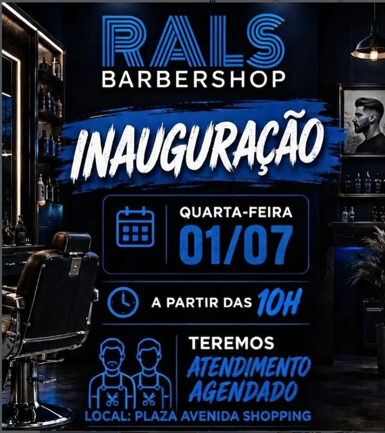 Arte de inauguracao da Rals Barbershop